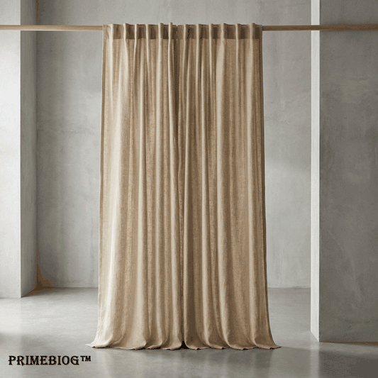 ☁️ Primebiog™ THE HERITAGE LINEN DRAPE SYSTEM "Design is the art of controlling the light. A drape system that transforms the harsh exterior world into a soft, monochromatic sanctuary."
