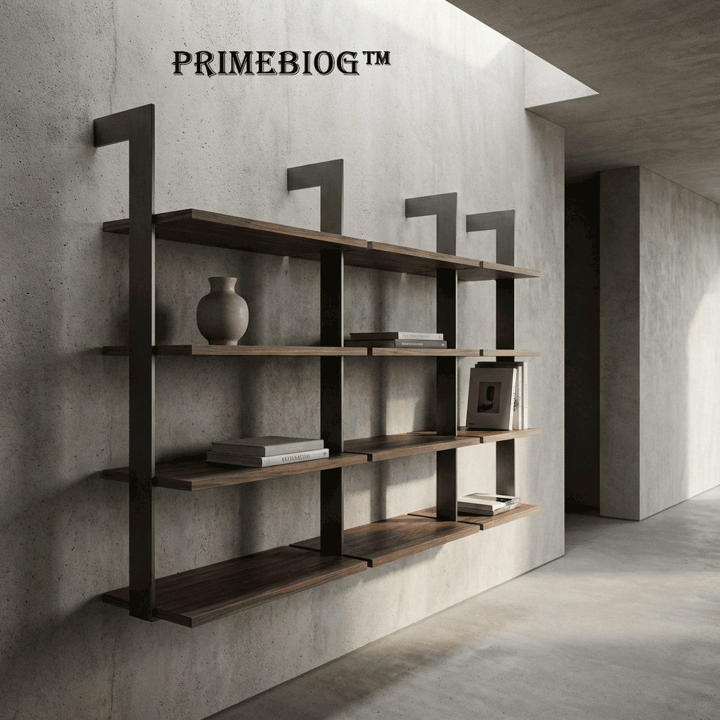 Primebiog™ THE OBSIDIAN FRAMEWORK "A shelf should not just hold objects; it should frame them. A brutalist grid that transforms your collection into a gallery of disciplined lines."