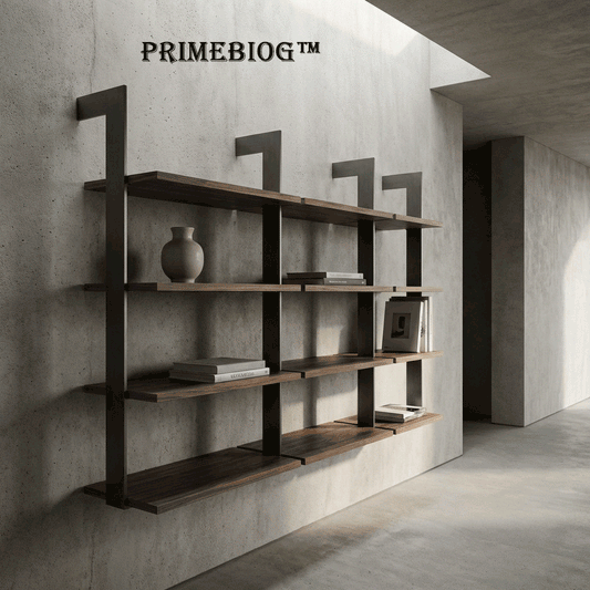Primebiog™ THE OBSIDIAN FRAMEWORK "A shelf should not just hold objects; it should frame them. A brutalist grid that transforms your collection into a gallery of disciplined lines."